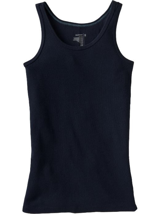 Old Navy Girls Solid Rib Knit Tanks Dark Sea Blue Jabberspot