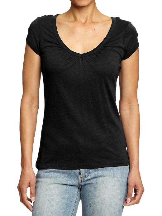 Old Navy Women’s Ruched V Neck Tees Black Blogtags