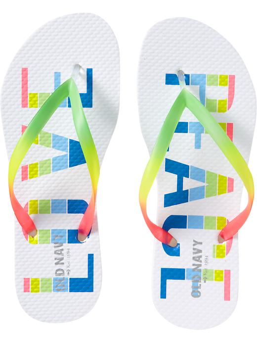 Old Navy Womenâs Printed Flip Flops â White Multi | Jabberspot