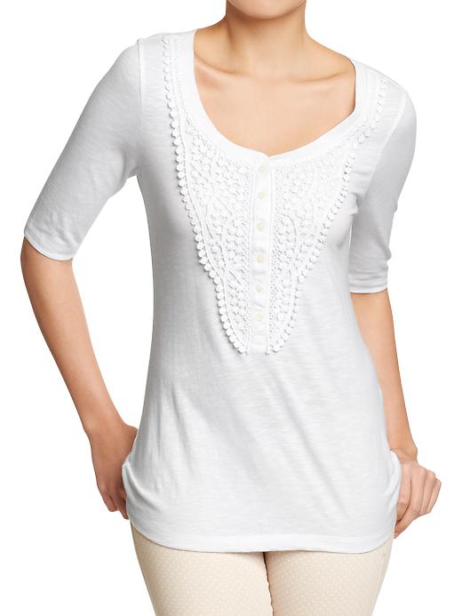 Old Navy Women’s Crochet Yoke Slub Knit Henleys Tekshare