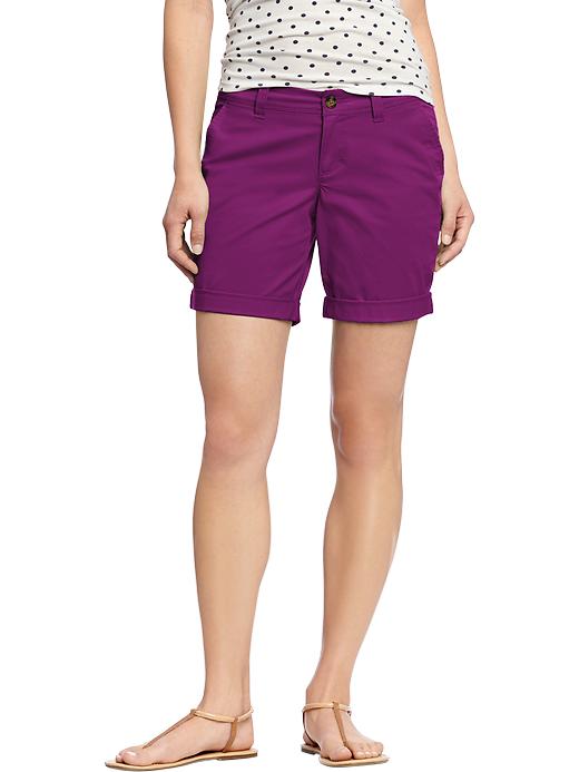 View large product image 1 of 1. Women's Cuffed Twill Bermudas (7")