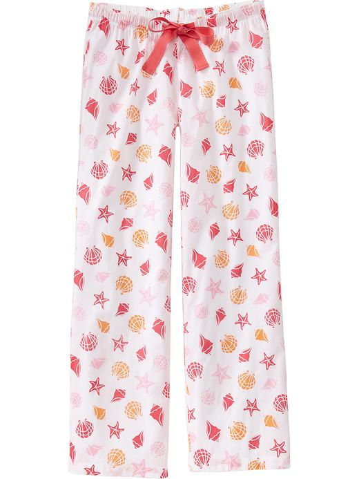 printed poplin pajama pants for women