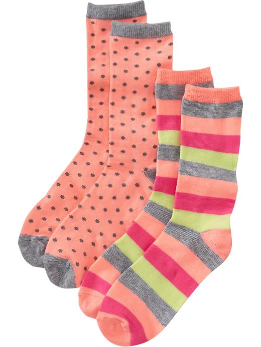 Old Navy Girls Crew Sock 2 Packs Orange Dots Jabberspot