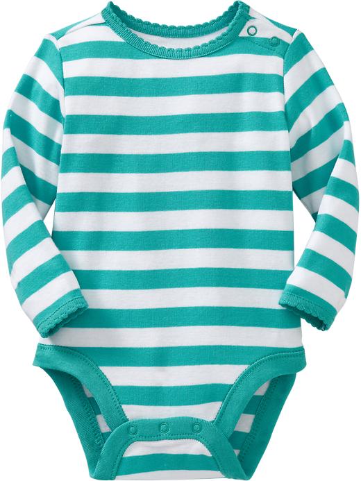 Old Navy Long Sleeved Bodysuits For Baby Aqua Stripe Jabberspot