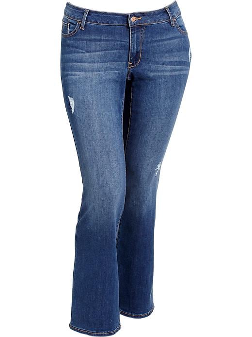 View large product image 1 of 2. Women's Plus The Rockstar Distressed Boot-Cut Jeans