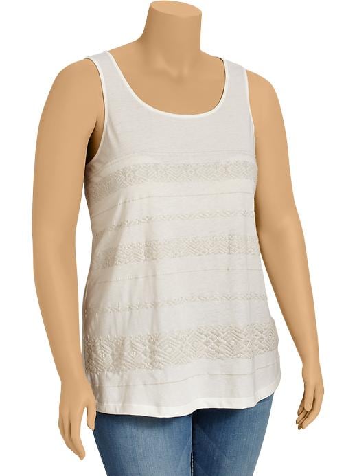 Old Navy Women’s Plus Embroidered Jersey Tanks Sea Salt Tambee