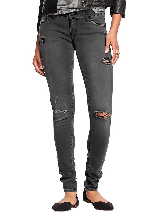 Old Navy Women’s The Rockstar Distressed Skinny Jeans Black Jack