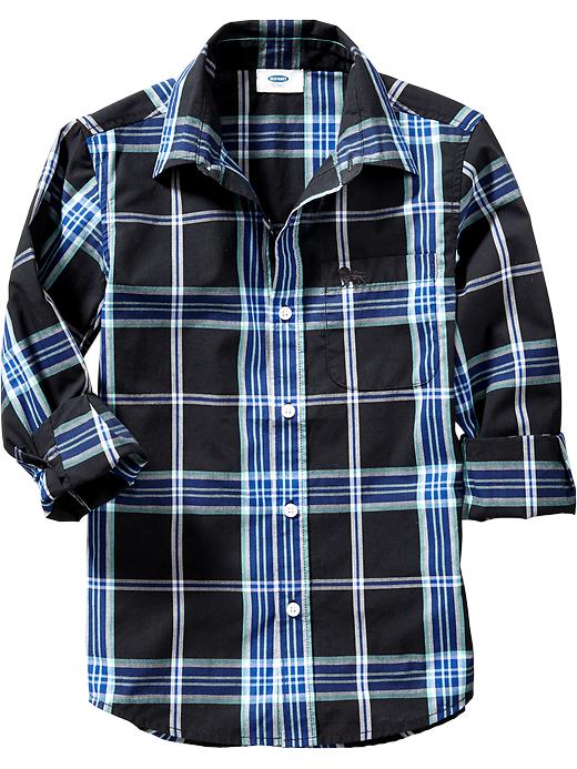 Old Navy Boys Button Front Plaid Shirts Black Mybuzz