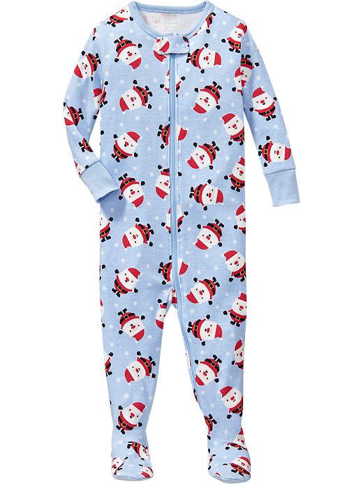 Old Navy Holiday Print Footed Sleepers For Baby Blue Santa Mybuzz