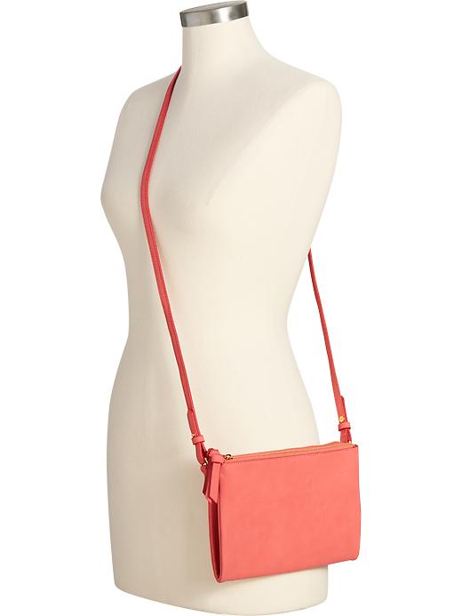 View large product image 2 of 2. Sueded Dual-Zip Crossbody Bag for Women