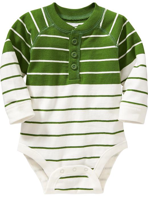 UPC 190177000030 product image for Old Navy Striped Henley Bodysuits For Baby - Parsley sprig | upcitemdb.com