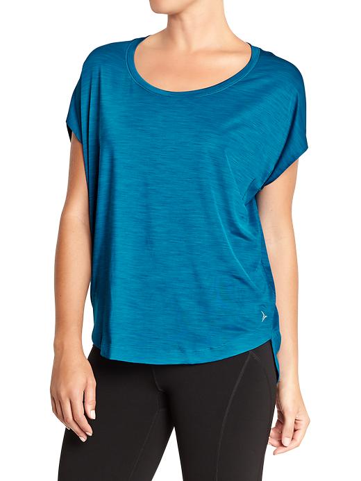 Women’s Old Navy Active Cap Sleeve Tricot Tops Peacock Jewel Poly