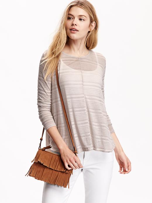 View large product image 1 of 2. Shadow-Stripe Sweater-Knit Top