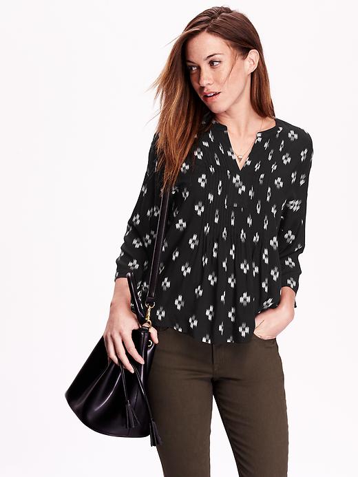 View large product image 1 of 1. Oversized Pintucked Blouse