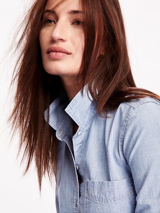 Image number 4 showing, Classic Chambray Shirt for Women
