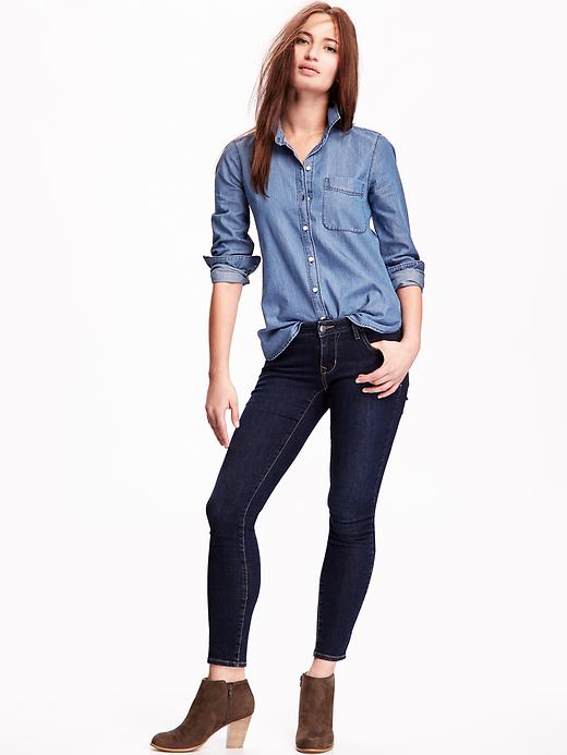 Image number 3 showing, Chambray Button-Down Shirt for Women