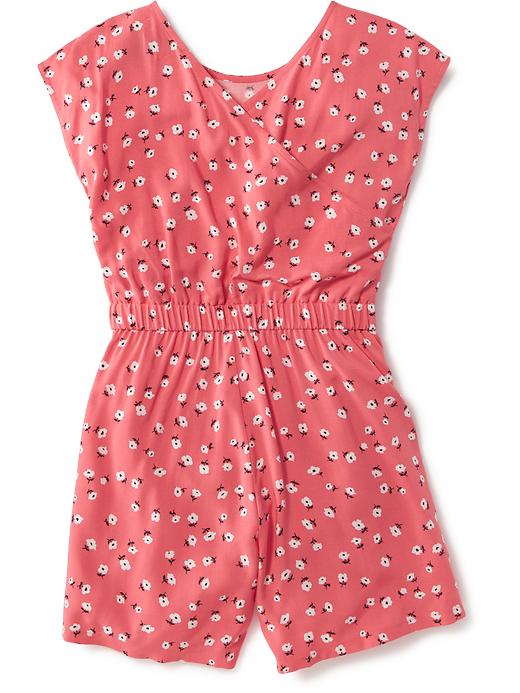 View large product image 2 of 2. Printed Cross-Back Romper for Girls