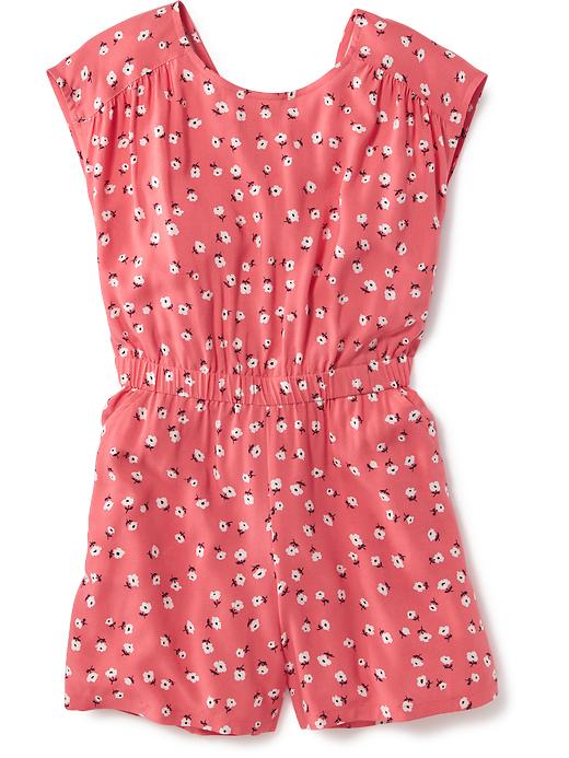 View large product image 1 of 2. Printed Cross-Back Romper for Girls