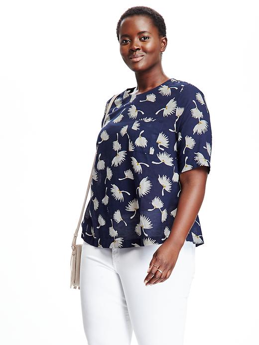 Image number 1 showing, Printed Plus-Size Trapeze Top
