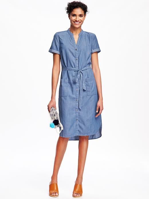 Image number 1 showing, Chambray Shirtdress for Women