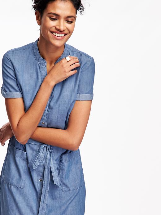 Image number 3 showing, Chambray Shirtdress for Women