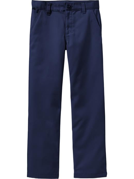 View large product image 2 of 2. Flat-Front Straight Uniform Khakis for Boys