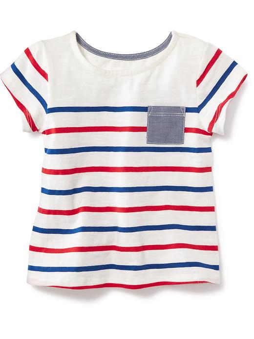 View large product image 1 of 1. Striped Slub-Knit Pocket Tee for Baby