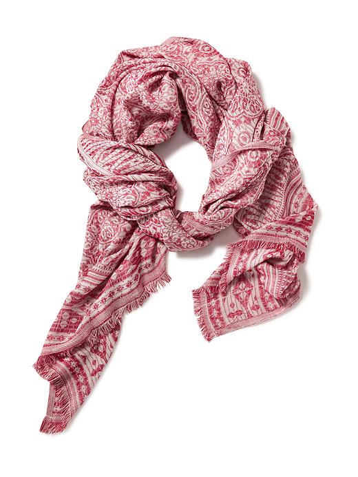 View large product image 1 of 1. Tapestry-Print Raw-Edge Scarf
