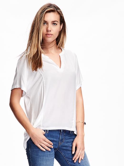 View large product image 1 of 1. Split-Neck Hi-Lo Top for Women