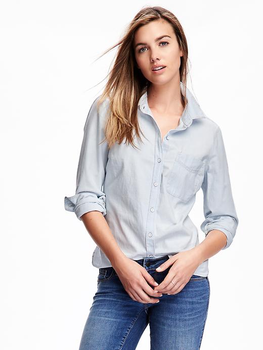 View large product image 1 of 1. Classic Chambray Shirt for Women
