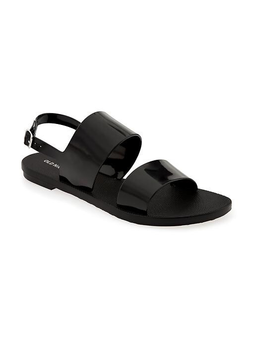 Image number 1 showing, Faux-Patent Double-Strap Sandals