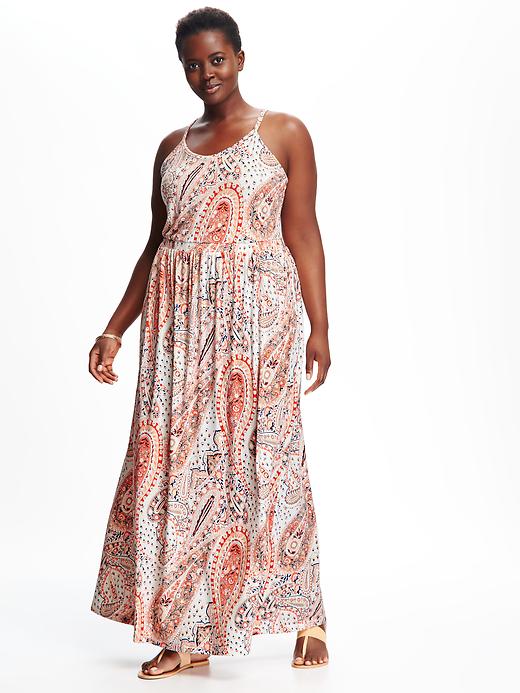 Image number 1 showing, Printed Plus-Size Maxi Dress
