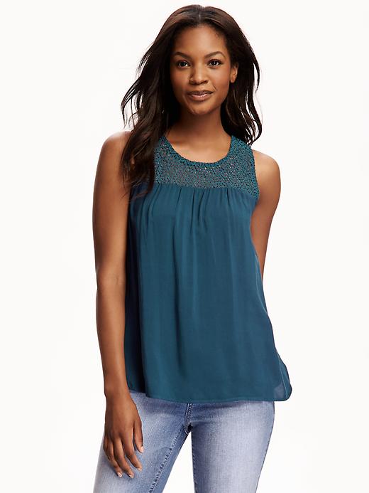 Image number 1 showing, Lace-Yoke Tank for Women