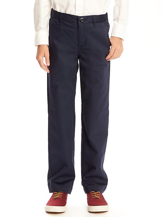 View large product image 1 of 2. Flat-Front Straight Uniform Khakis for Boys