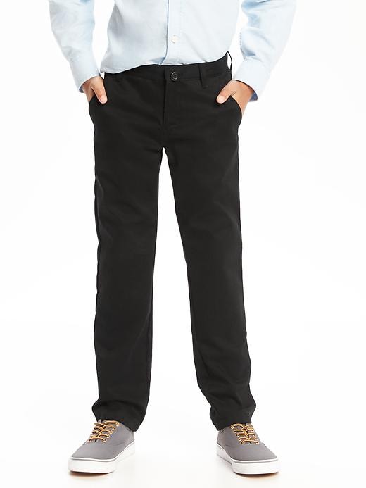 View large product image 1 of 1. Flat-Front Skinny Uniform Khakis for Boys