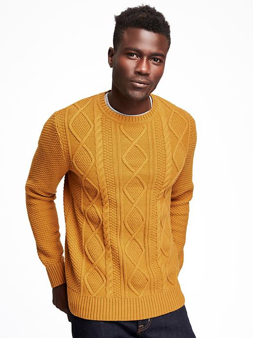 Image number 4 showing, Textured Cable-Knit Sweater for Men
