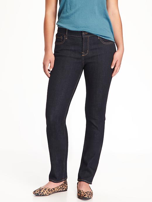 View large product image 1 of 3. Mid-Rise Curvy Straight Jeans for Women