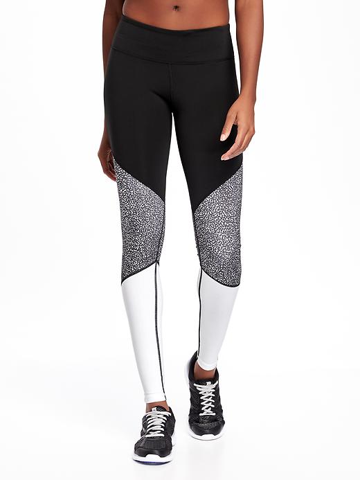 View large product image 1 of 2. Mid-Rise Color-Block Compression Leggings for Women