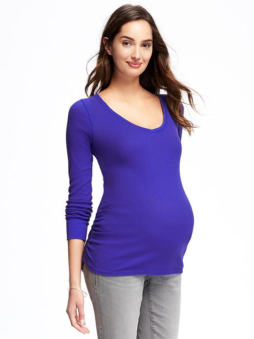 View large product image 1 of 1. Maternity Shirred Thermal Tee