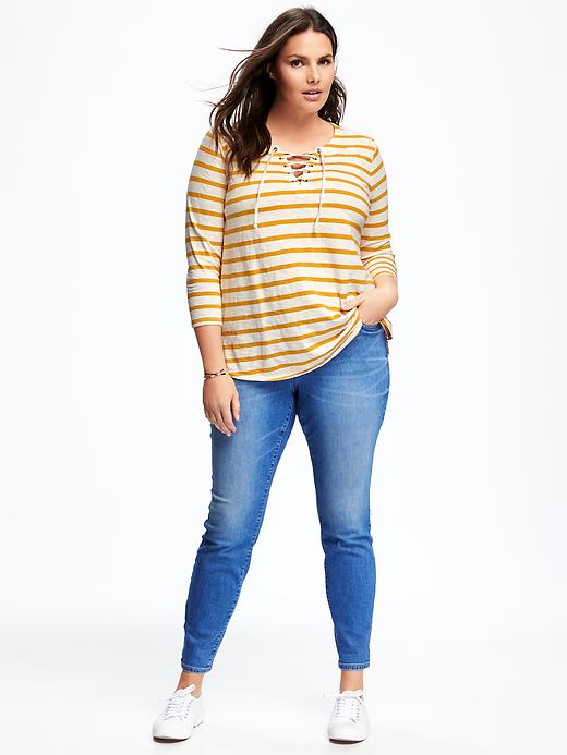 Image number 3 showing, Relaxed Plus-Size Lace-Up Top