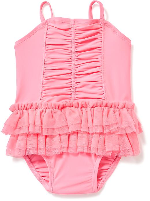 View large product image 1 of 1. Ruched Tutu Swimsuit for Baby