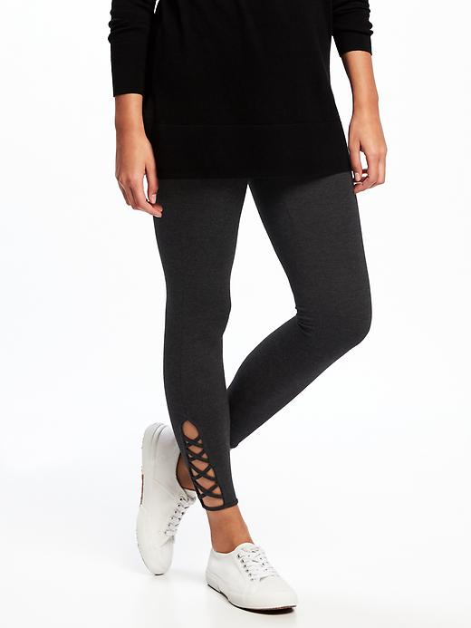 View large product image 1 of 2. Jersey Cut-Out Ankle Leggings for Women