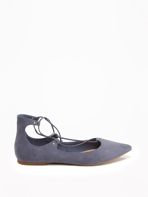 Image number 4 showing, Sueded Ghillie Lace-Up Flats for Women