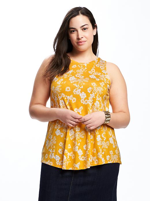 Image number 1 showing, Patterned High-Neck Plus-Size Swing Tank