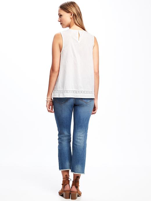 Image number 2 showing, Relaxed Lace-Trim Sleeveless Top for Women