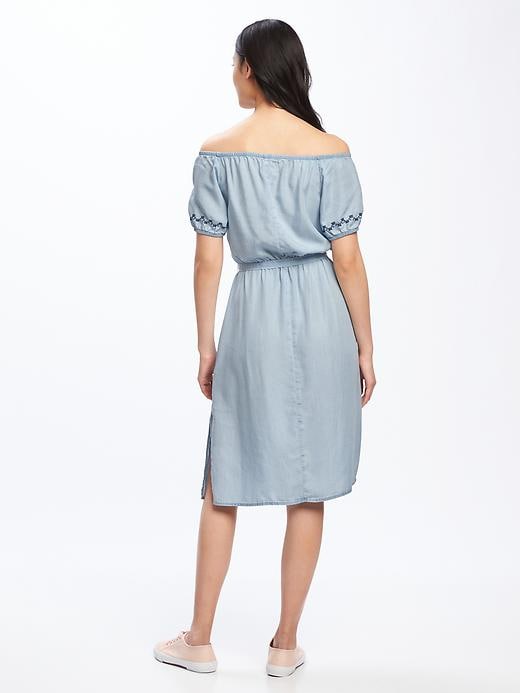 Image number 2 showing, Embroidered Off-Shoulder Tencel&#174 Midi Dress for Women