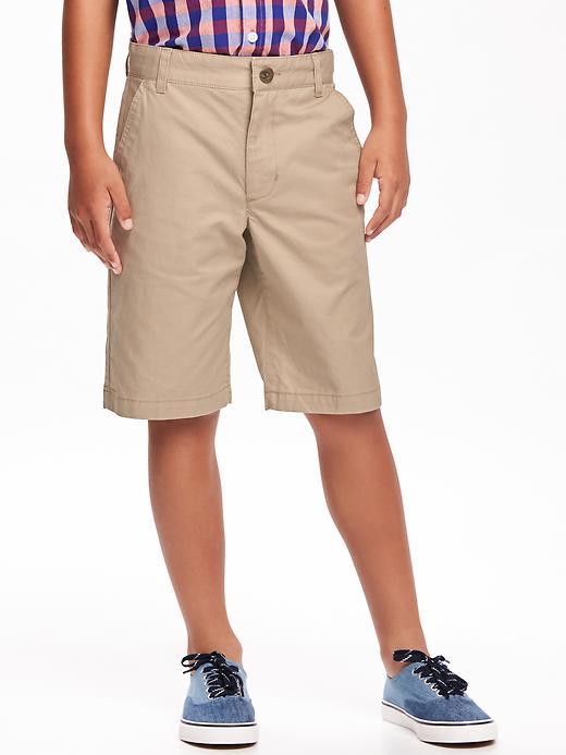 View large product image 2 of 2. Flat-Front Twill Shorts For Boys