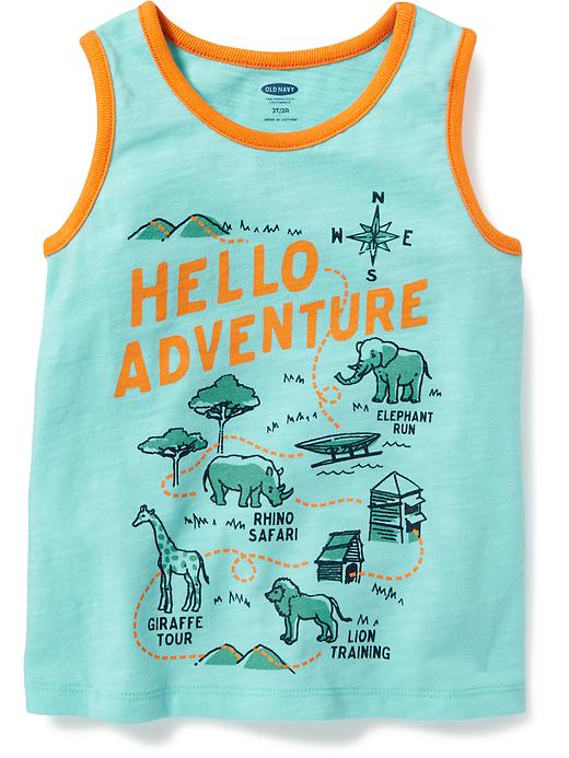View large product image 1 of 1. "Hello Adventure" Graphic Tank for Toddler Boys