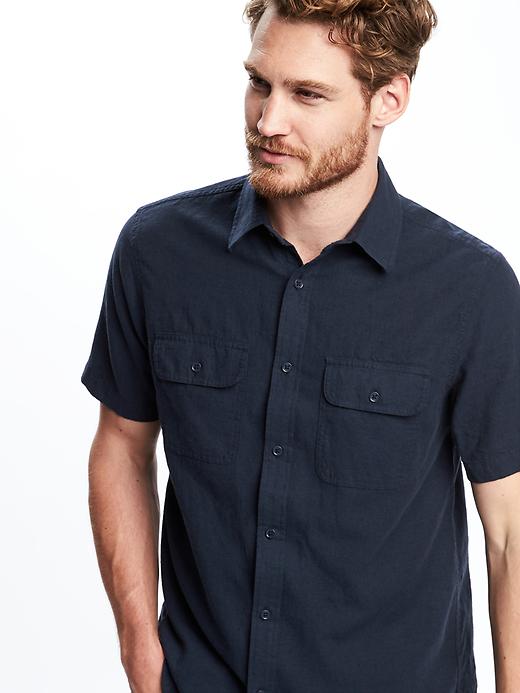 Image number 4 showing, Regular-Fit Linen-Blend Shirt For Men