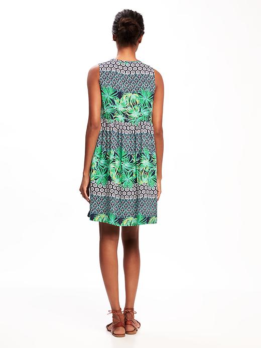 Image number 2 showing, Printed Pintuck Swing Dress for Women